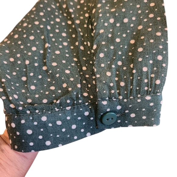 ANTHROPOLOGIE MAEVE ESTHER TIERED TUNIC/DRESS GREEN/WHITE POLKA DOT SIZE MEDIUM - Picture 9 of 13